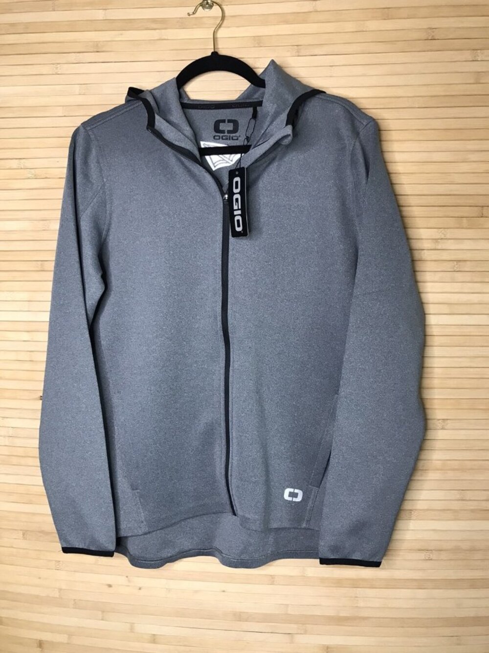 OGIO Womens sz L Gray Endurance Lightweight Stealth Full Zip Running Jacket READ
